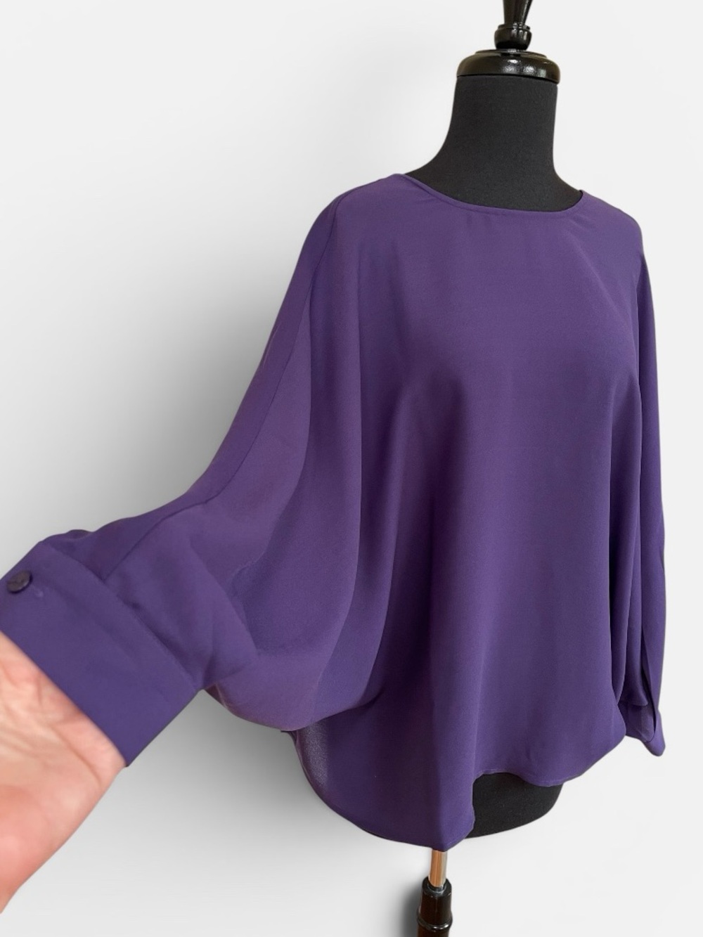asos petite Purple Batwing Women's Blouse Sz 6 Deep V Back Oversized Top NWT